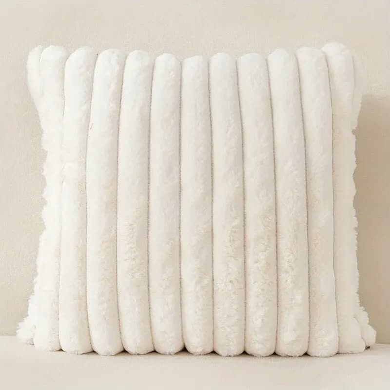 Housse de coussin en fausse fourrure, couleur blanc